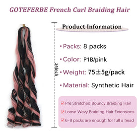GOTEFERBE French Curl Braiding Hair 24 Inch close-up of texture