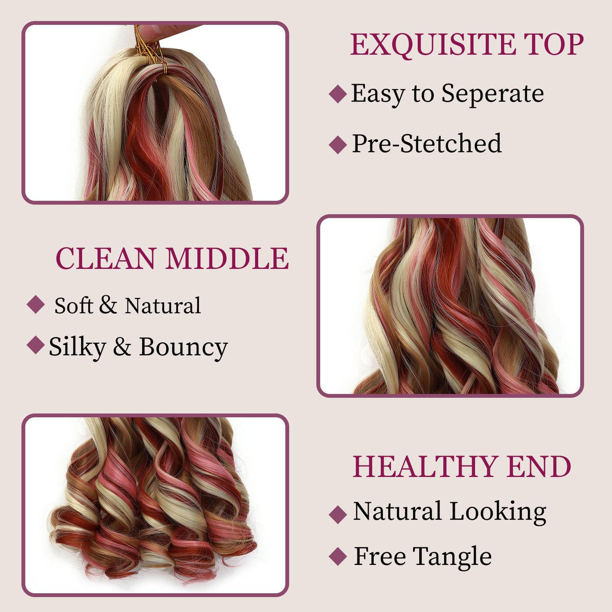 GOTEFERBE French Curl Braiding Hair 24 Inch close-up of texture