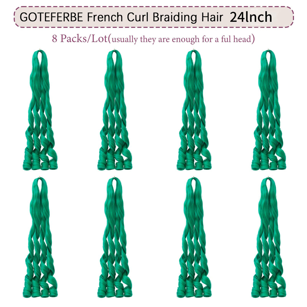 GOTEFERBE French Curl Braiding Hair 24 inch dark green side view
