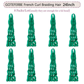 GOTEFERBE French Curl Braiding Hair 24 inch dark green side view