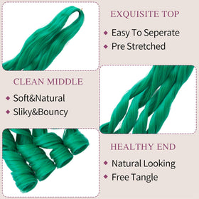 GOTEFERBE French Curl Braiding Hair 24 inch dark green styled in braids