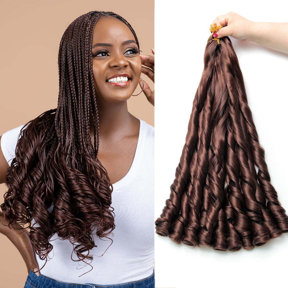 GOTEFERBE French Curl Braiding Hair 24 inch front view