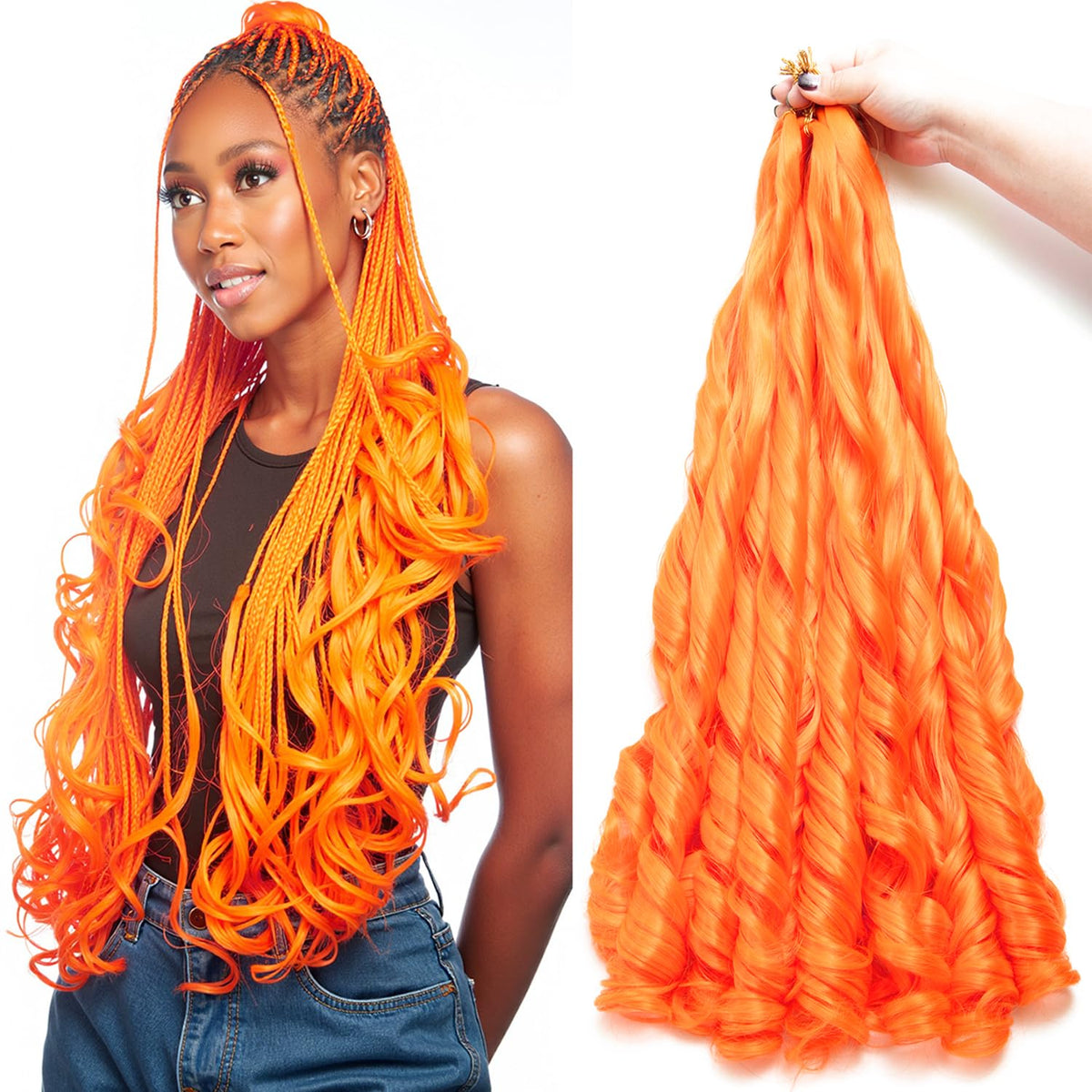 GOTEFERBE French Curl Braiding Hair 24 Inch front view