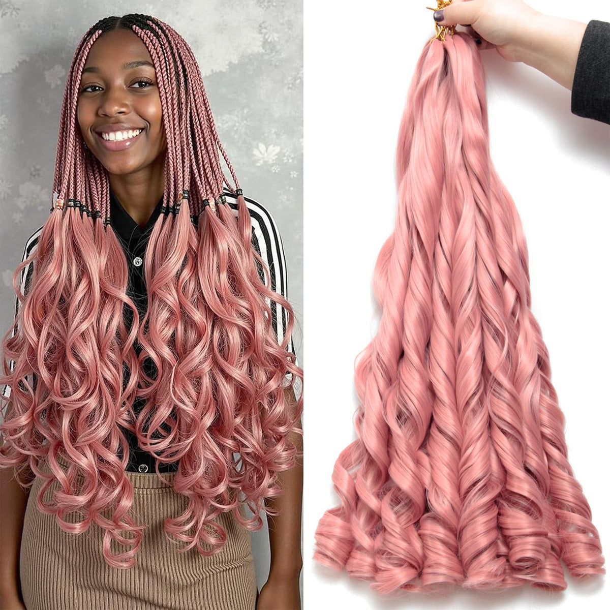 GOTEFERBE French Curl Braiding Hair 24 Inch front view