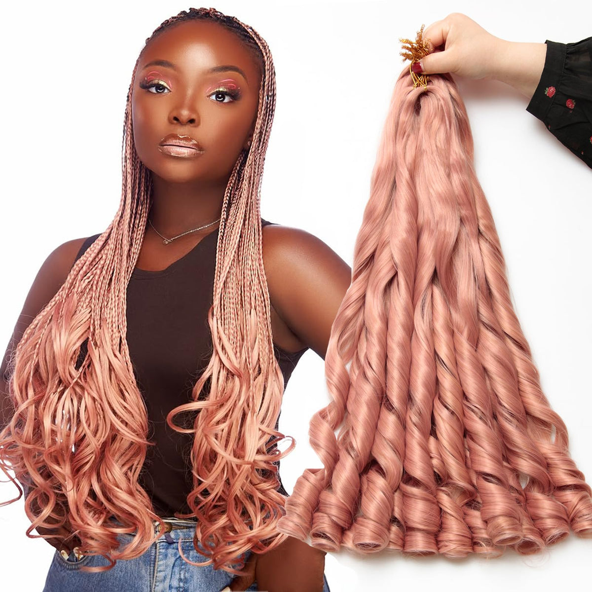 GOTEFERBE French Curl Braiding Hair 24 Inch front view