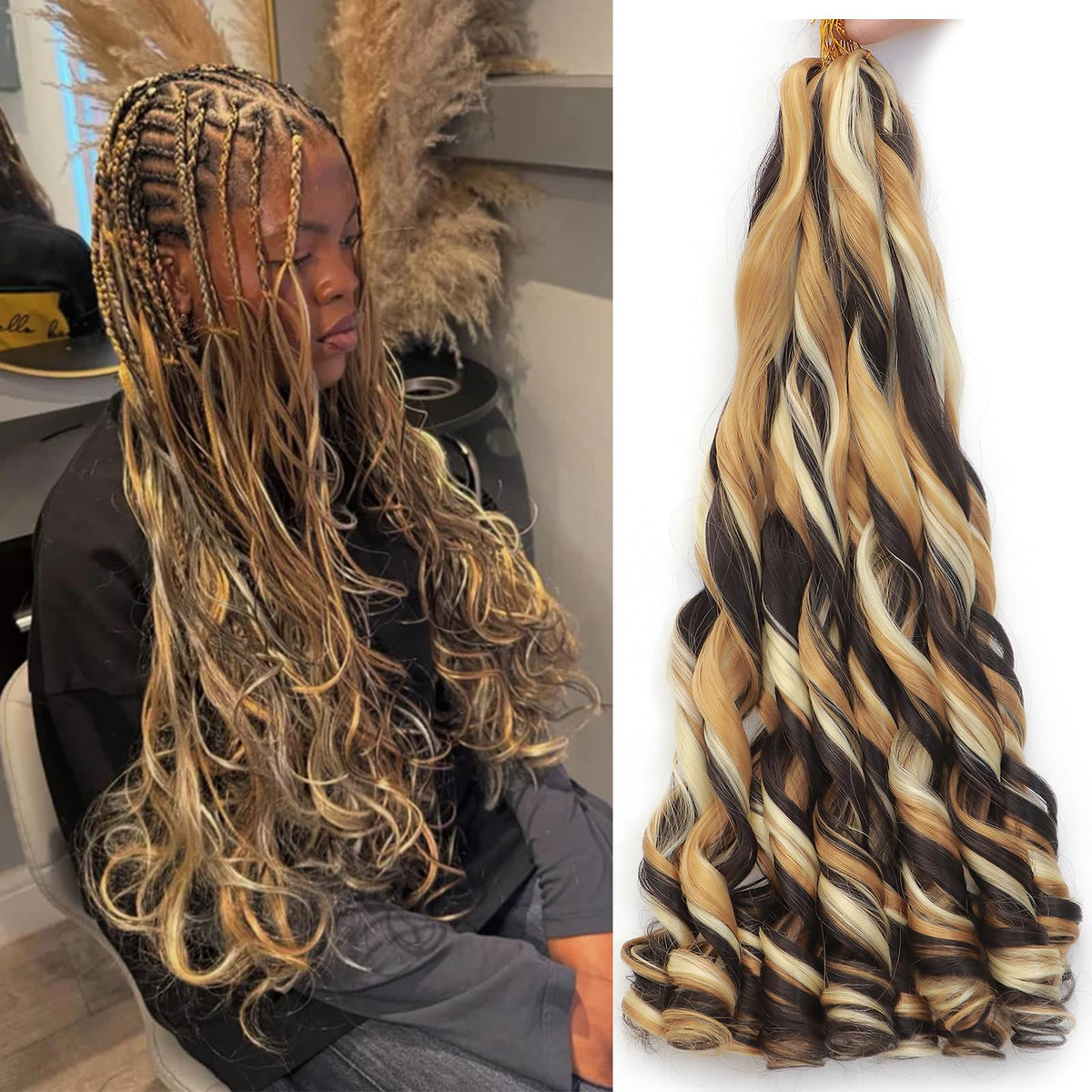 GOTEFERBE French Curl Braiding Hair 24 Inch front view