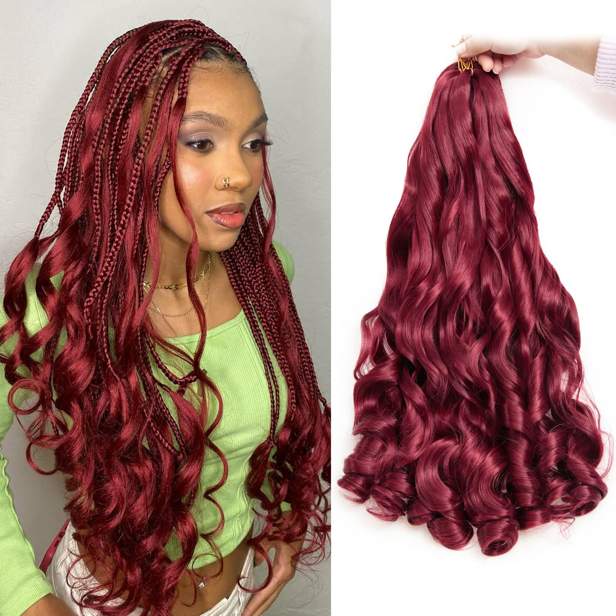 GOTEFERBE French Curl Braiding Hair 24 Inch front view
