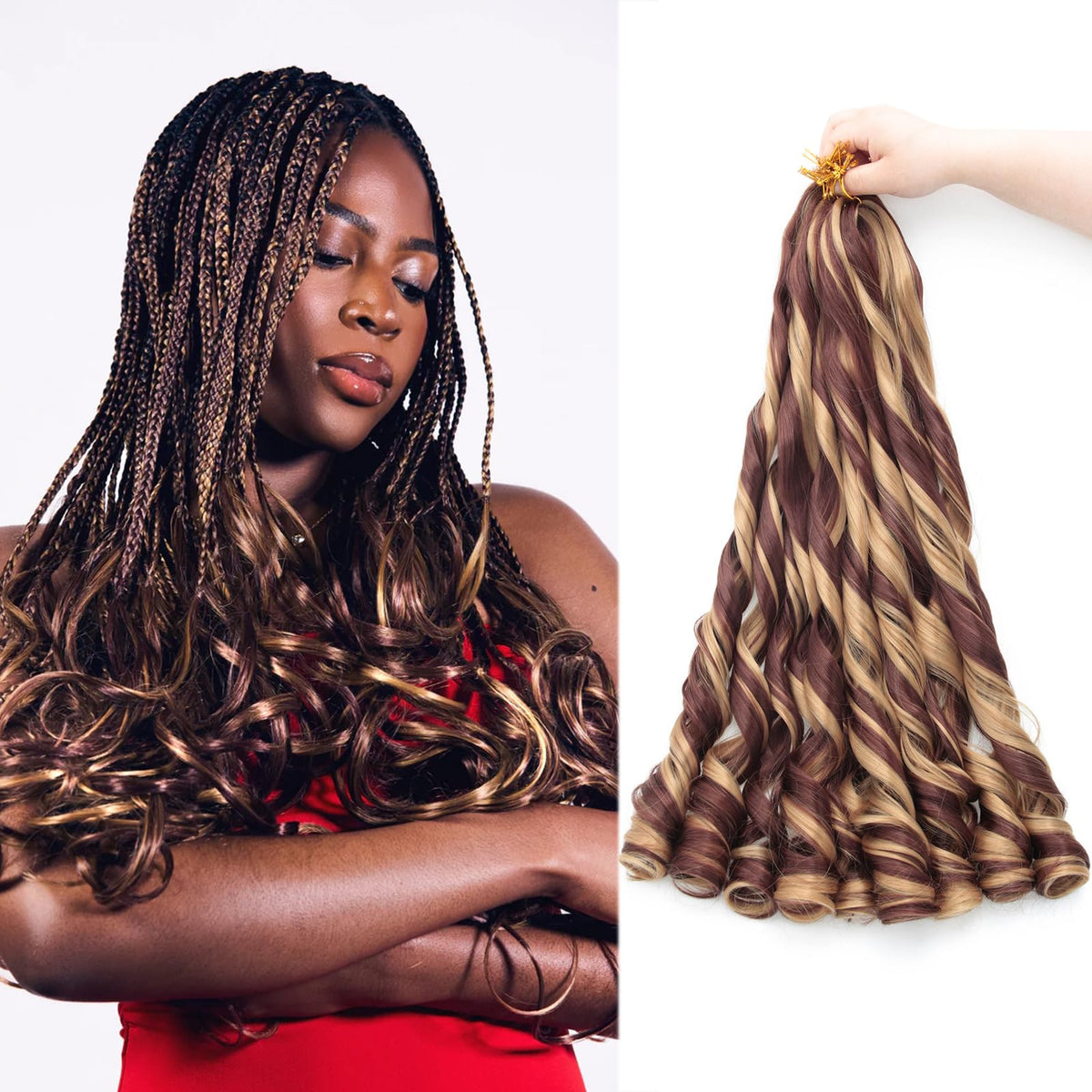 GOTEFERBE French Curl Braiding Hair 24 Inch front view