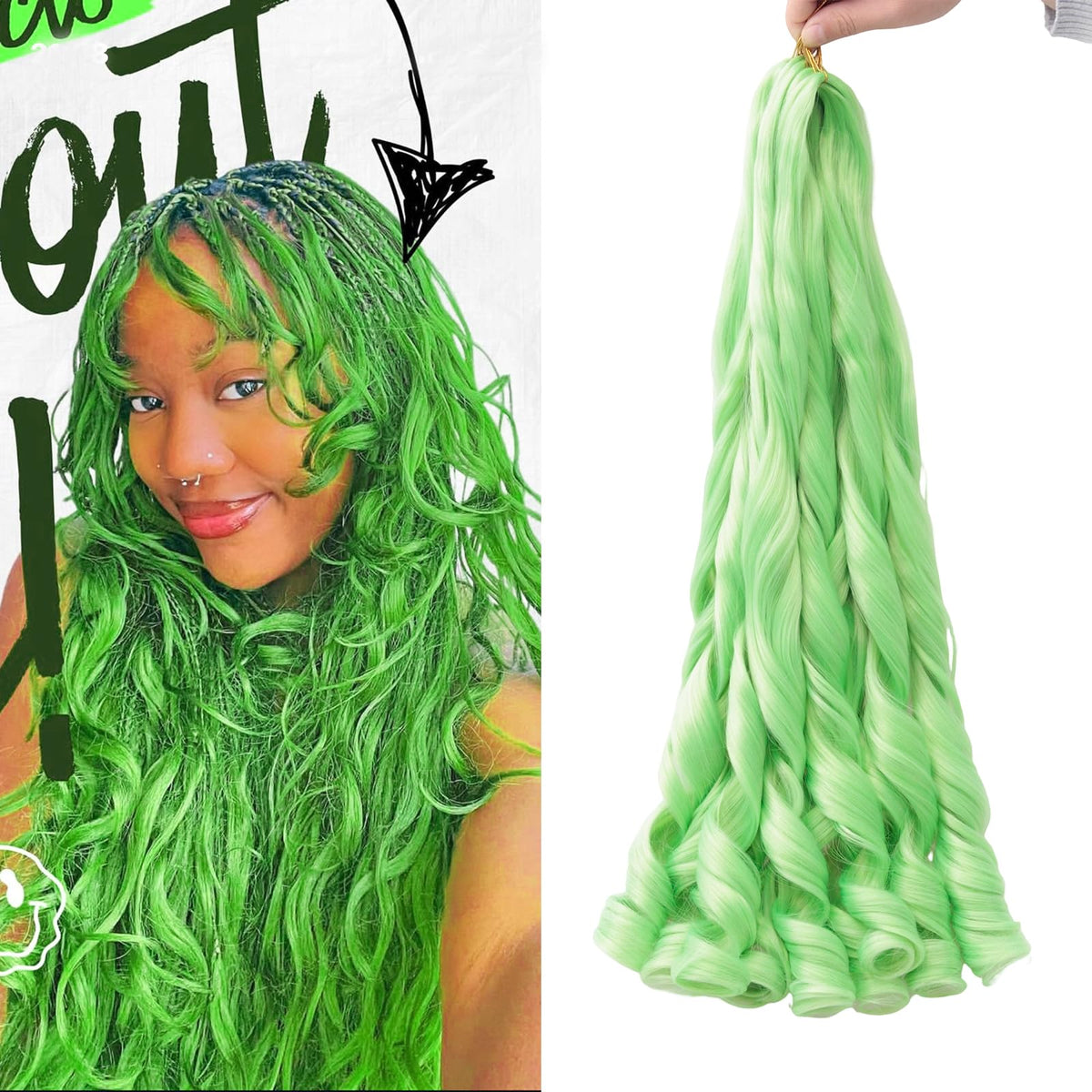 GOTEFERBE French Curl Braiding Hair 24 Inch front view