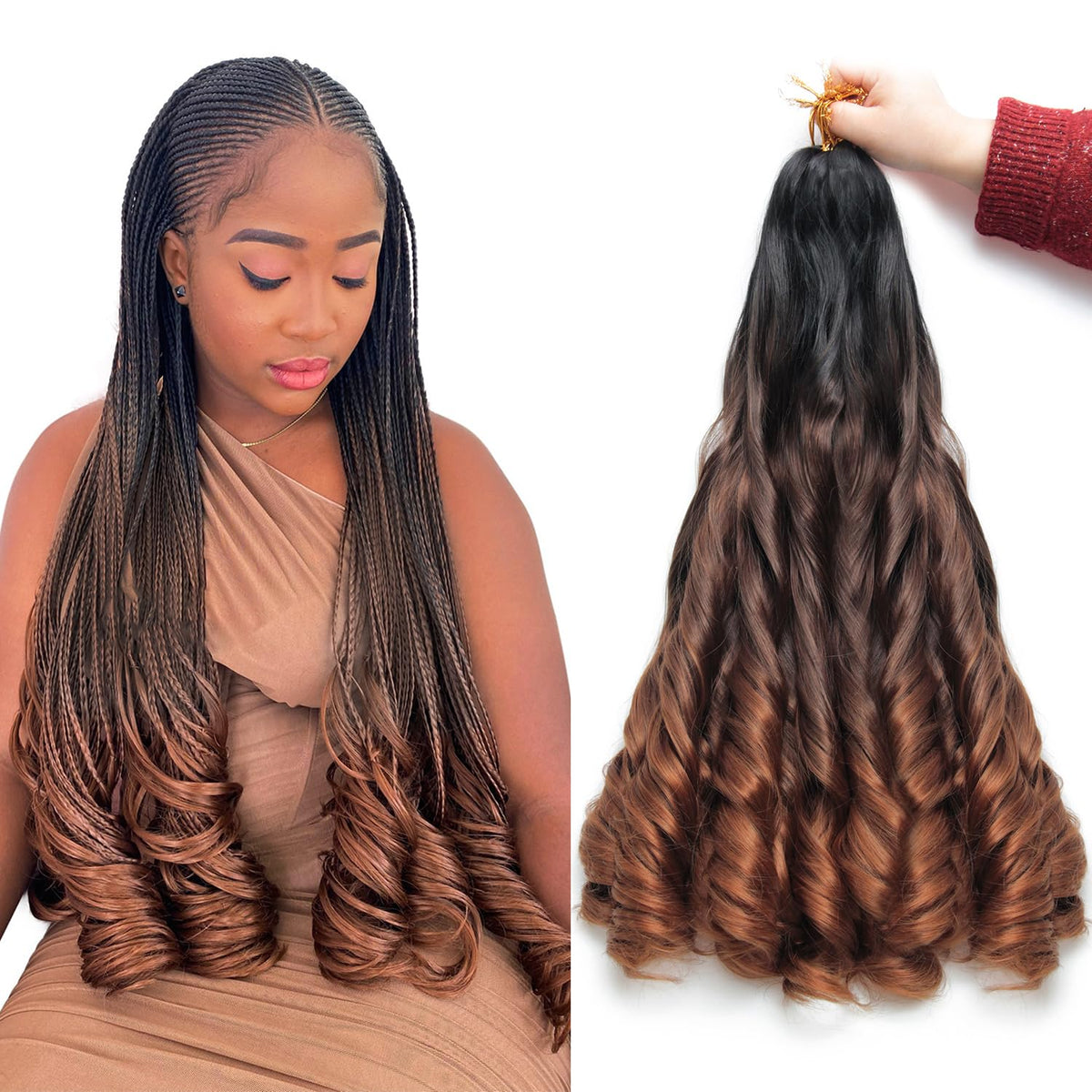 GOTEFERBE French Curl Braiding Hair 24 Inch front view