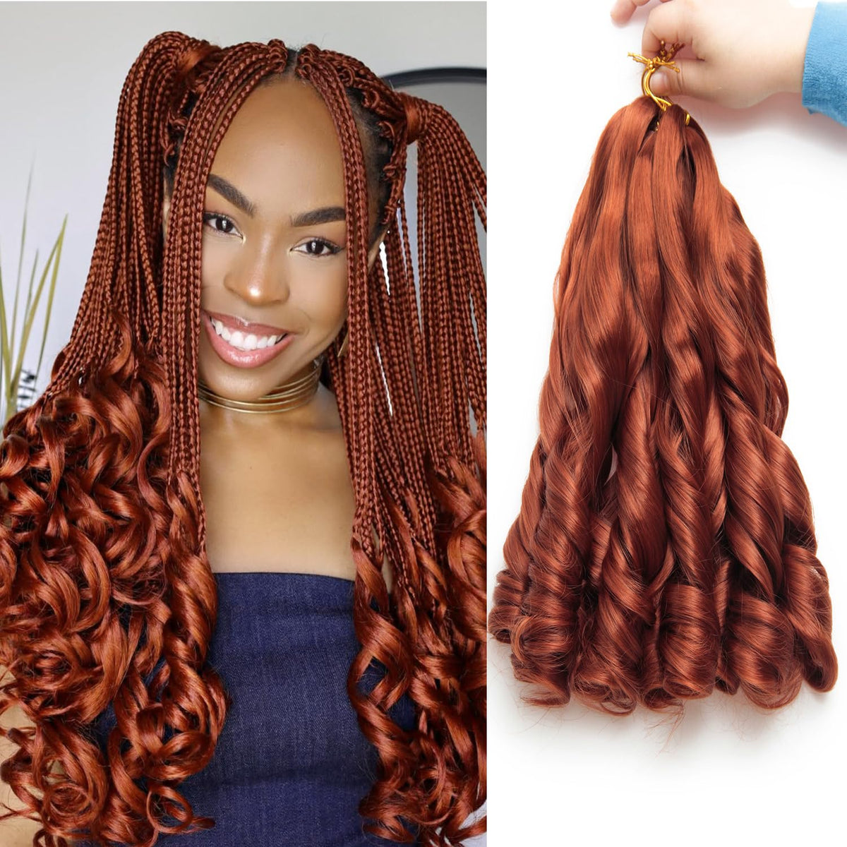 GOTEFERBE French Curl Braiding Hair 24 Inch front view