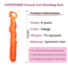 GOTEFERBE French Curl Braiding Hair 24 Inch in a styled braid