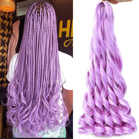 GOTEFERBE French Curl Braiding Hair 24 Inch light purple front view