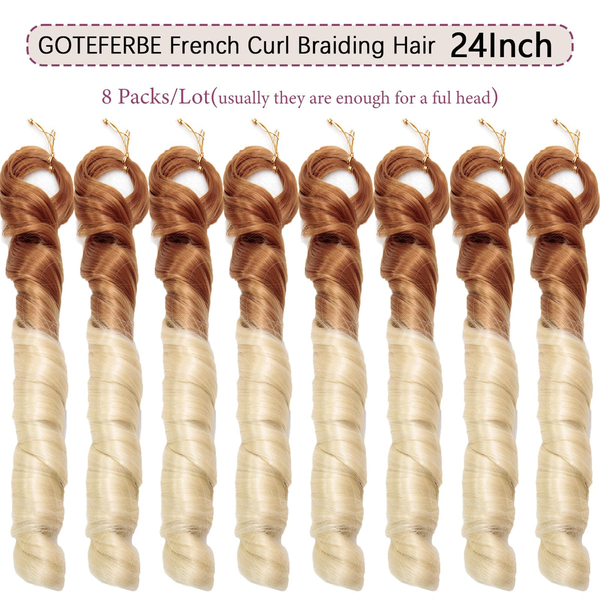 GOTEFERBE French Curl Braiding Hair 24 Inch loose curls close-up