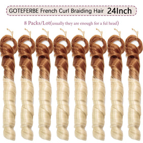 GOTEFERBE French Curl Braiding Hair 24 Inch loose curls close-up