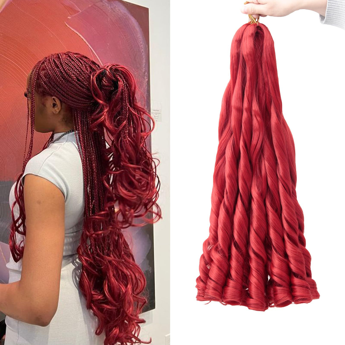 GOTEFERBE French Curl Braiding Hair 24 Inch loose wavy front view