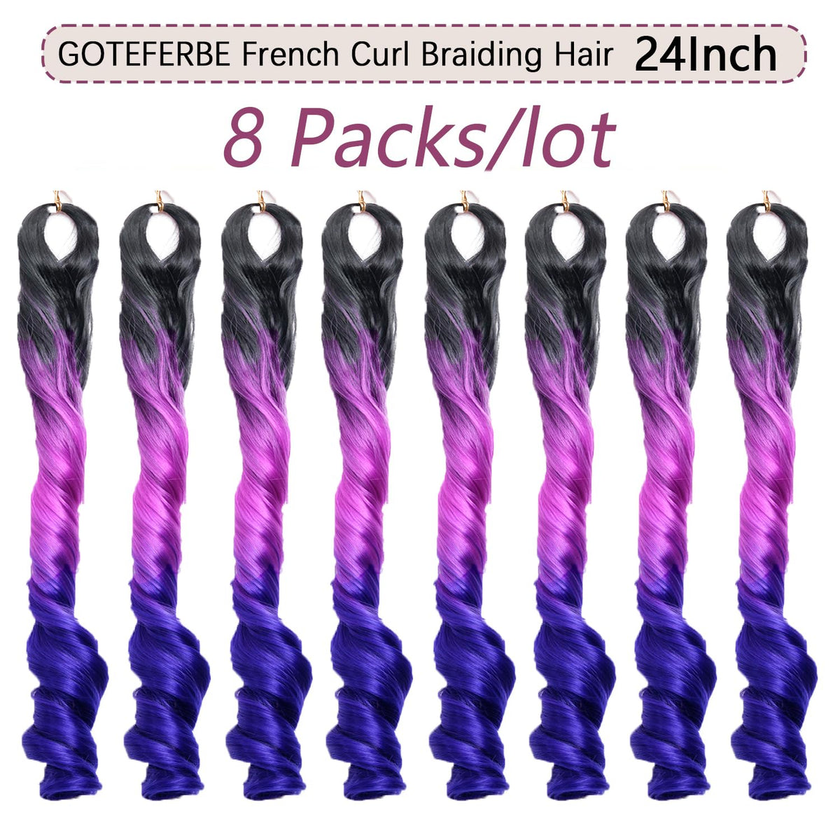 GOTEFERBE French Curl Braiding Hair 24 Inch packaging