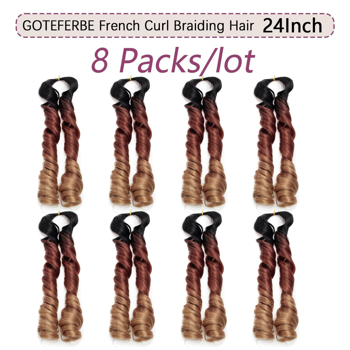 GOTEFERBE French Curl Braiding Hair 24 Inch packaging