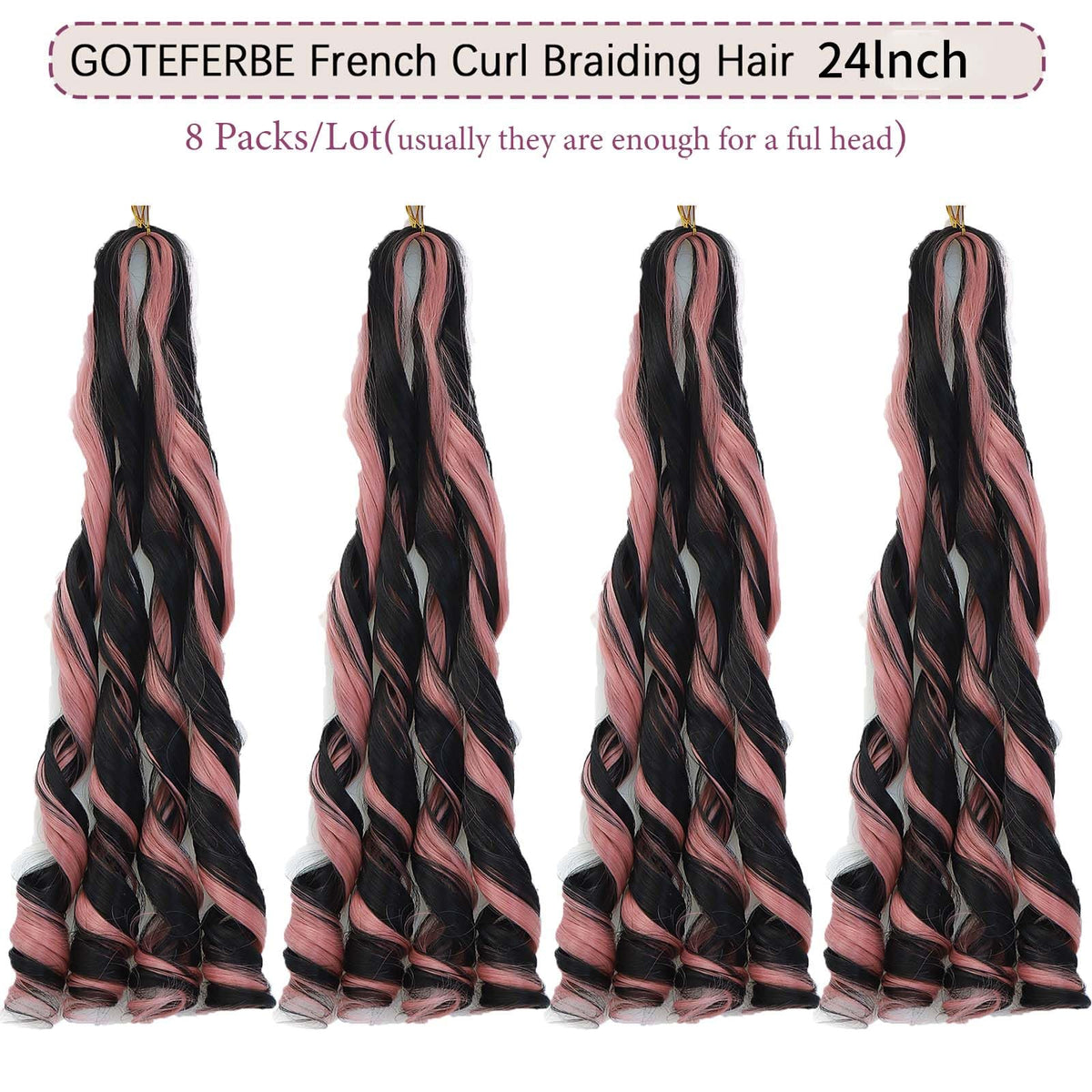 GOTEFERBE French Curl Braiding Hair 24 Inch packaging
