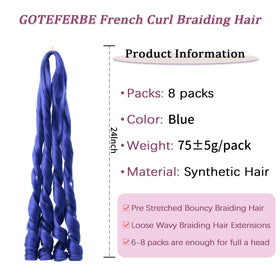GOTEFERBE French Curl Braiding Hair 24 Inch packaging