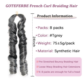 GOTEFERBE French Curl Braiding Hair 24 Inch packaging
