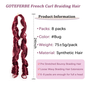 GOTEFERBE French Curl Braiding Hair 24 Inch packaging