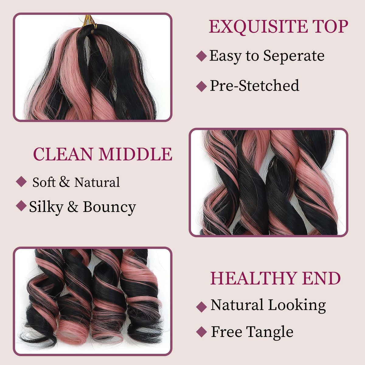 GOTEFERBE French Curl Braiding Hair 24 Inch styled in box braids