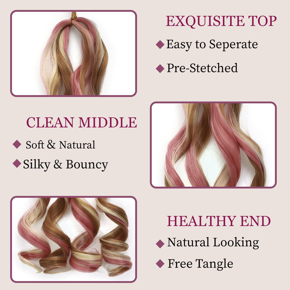 GOTEFERBE French Curl Braiding Hair 24 Inch texture close-up