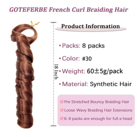 GOTEFERBE French Curl Braiding Hair 8 packs arrangement