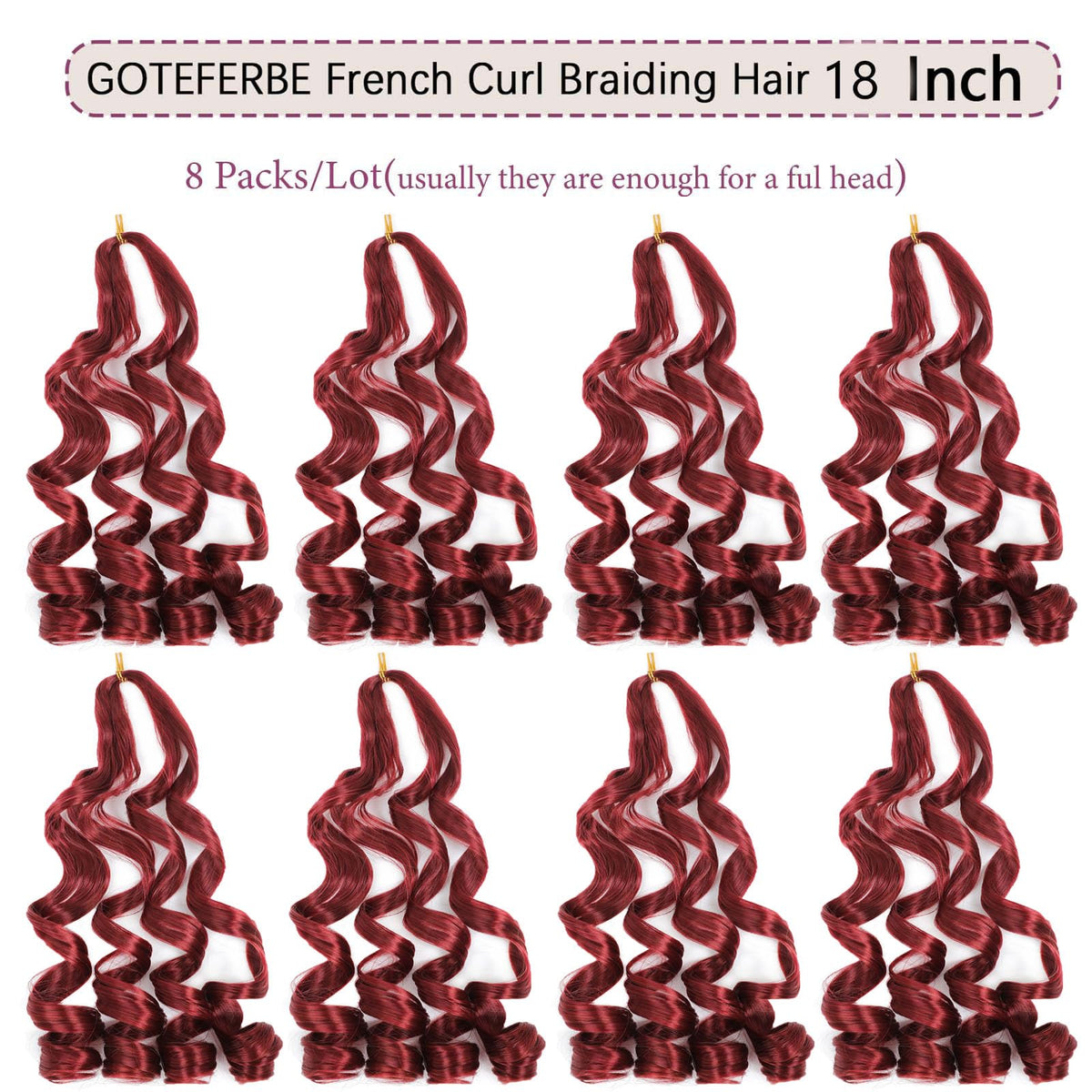 GOTEFERBE French Curl Braiding Hair 8 packs display
