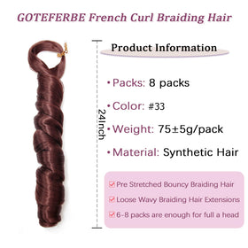 GOTEFERBE French Curl Braiding Hair 8 packs display