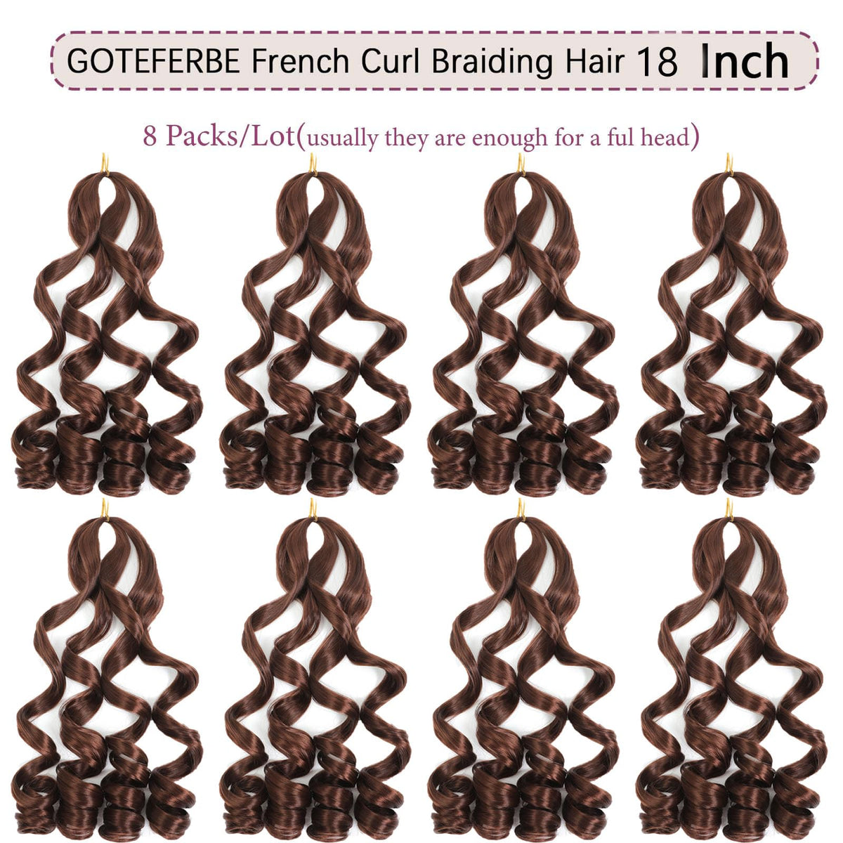 GOTEFERBE French Curl Braiding Hair 8 packs display