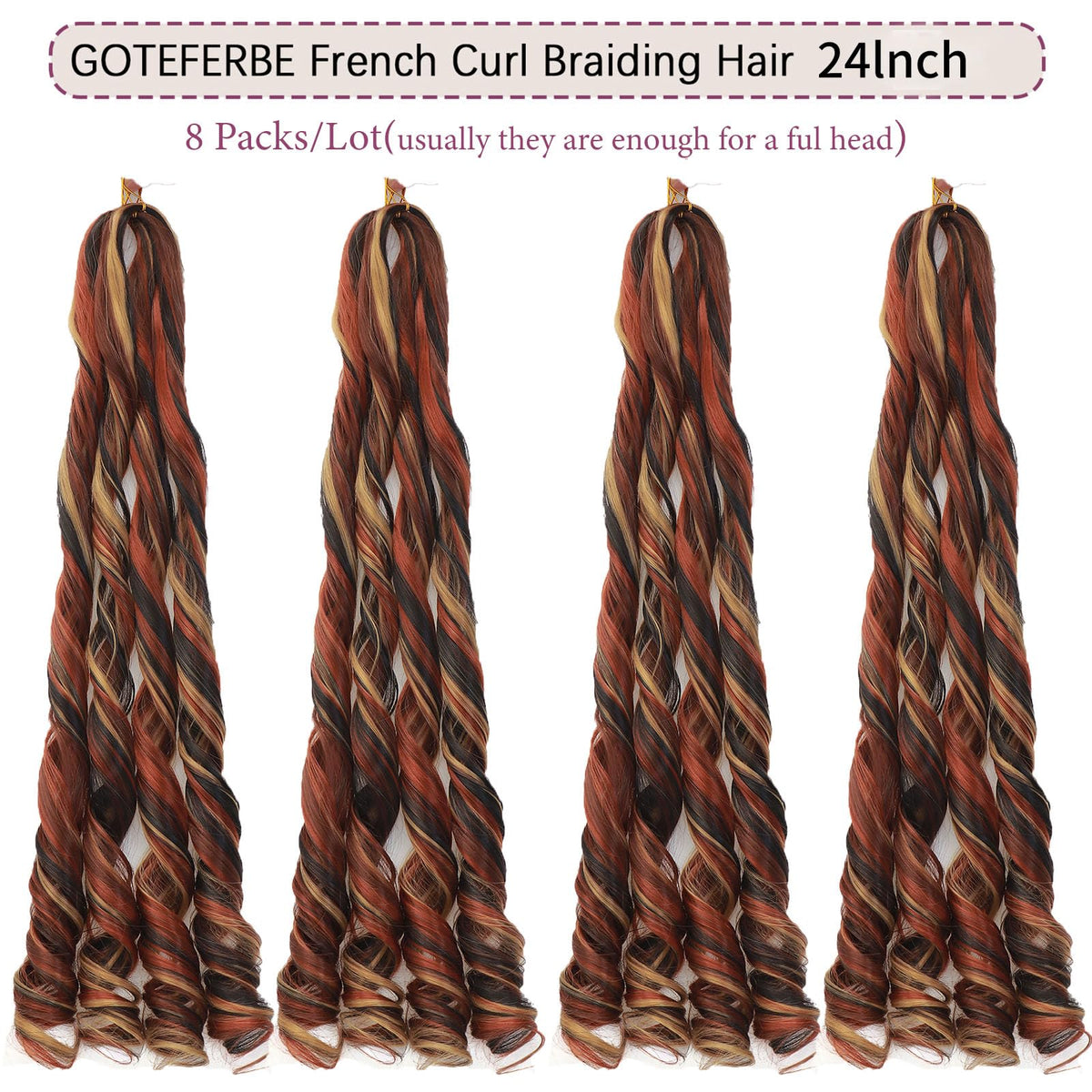 GOTEFERBE French Curl Braiding Hair 8 packs display