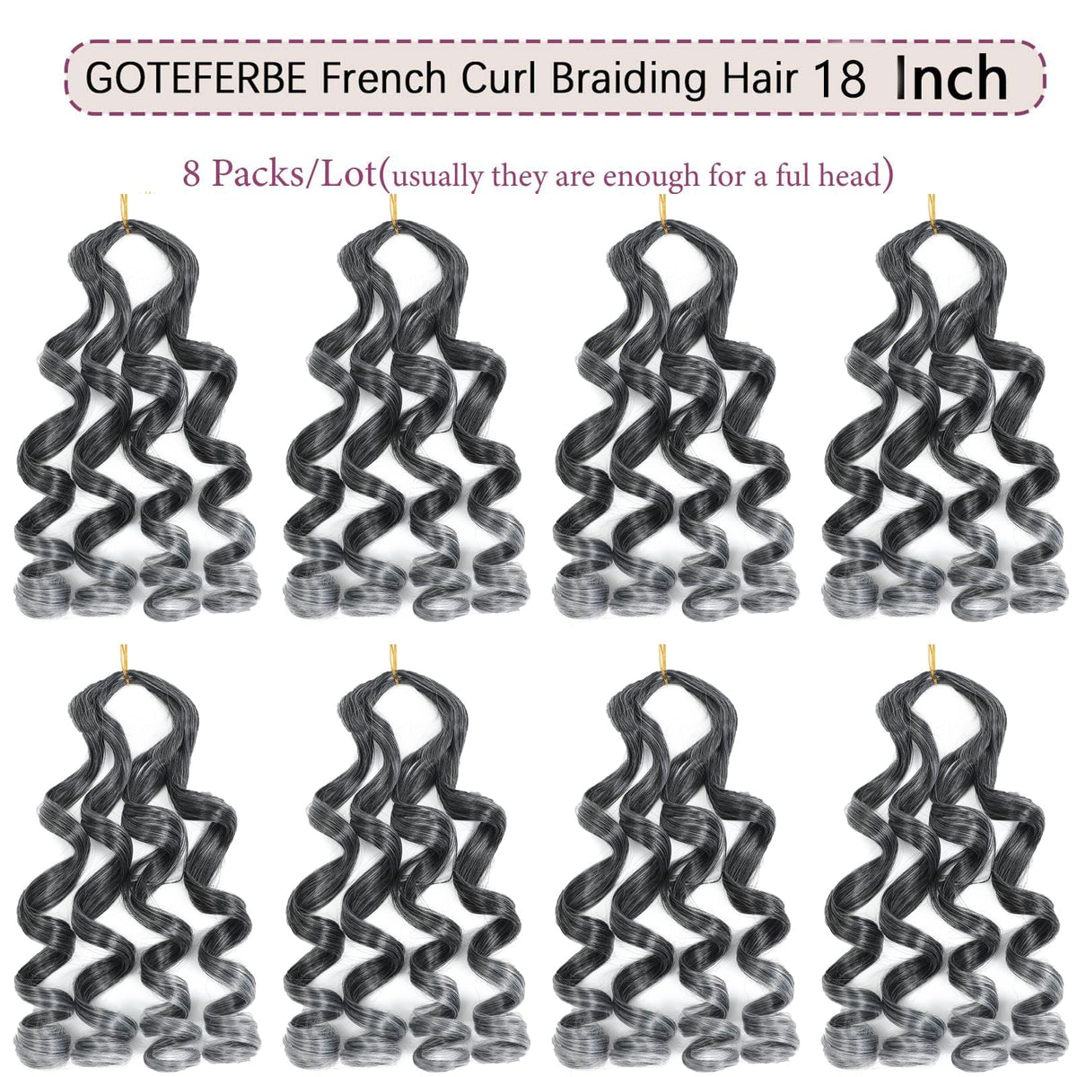 GOTEFERBE French curl braiding hair 8 packs display