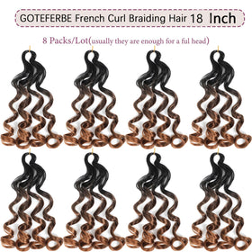 GOTEFERBE French Curl Braiding Hair 8 packs display