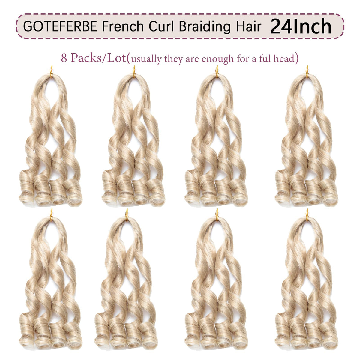 GOTEFERBE French Curl Braiding Hair 8 packs display
