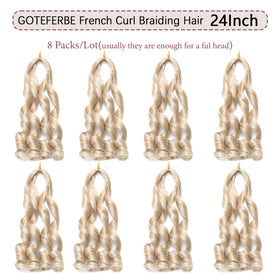 GOTEFERBE French Curl Braiding Hair 8 packs display