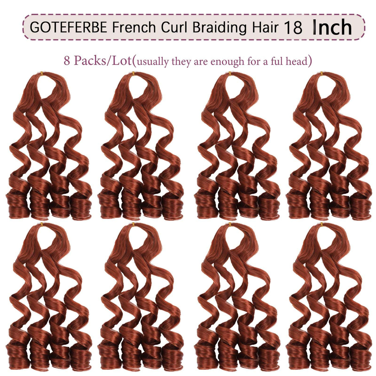 GOTEFERBE French Curl Braiding Hair 8 packs display