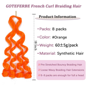 GOTEFERBE French Curl Braiding Hair 8 packs display