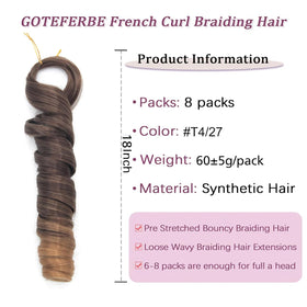 GOTEFERBE French Curl Braiding Hair 8 packs display