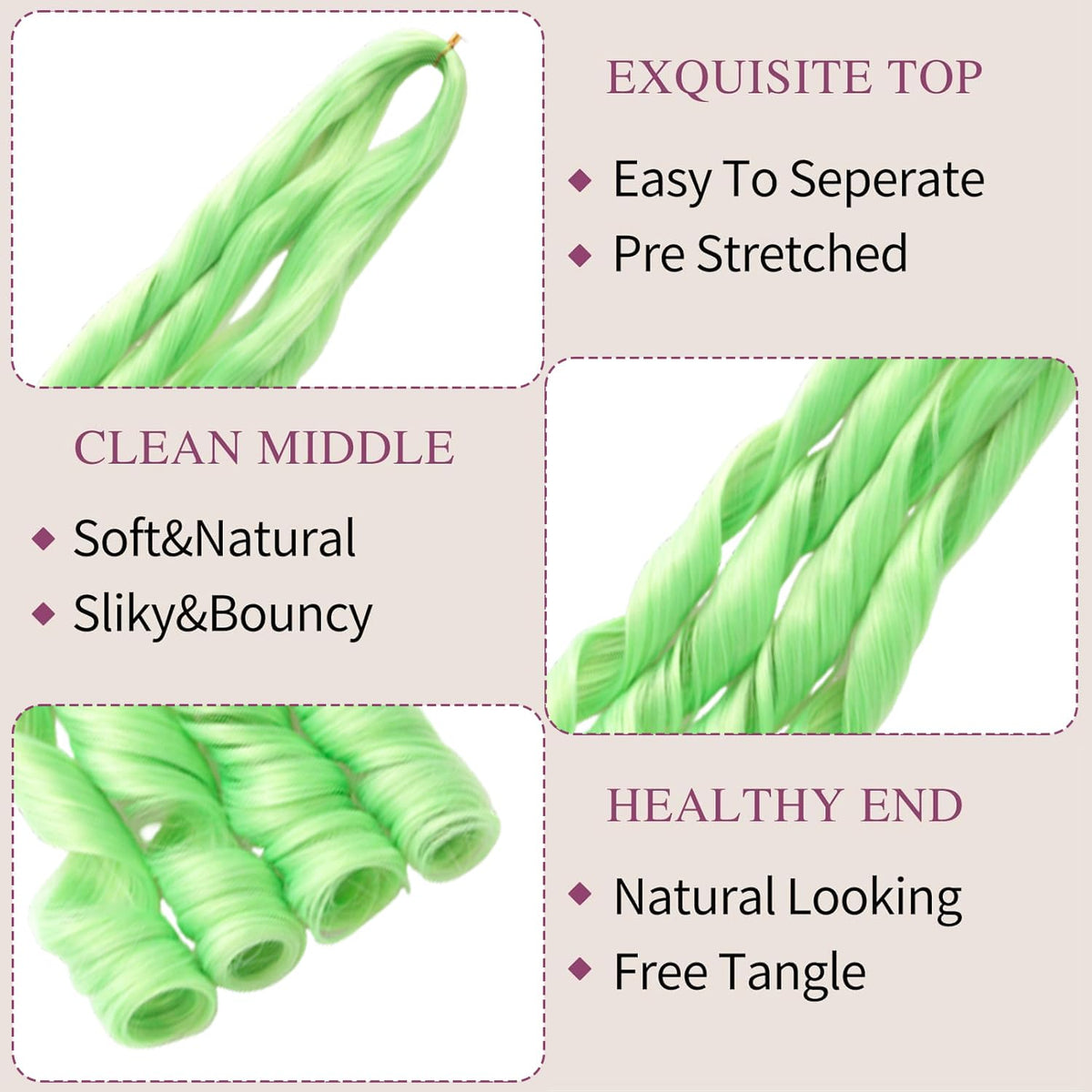 GOTEFERBE French Curl Braiding Hair 8 packs display