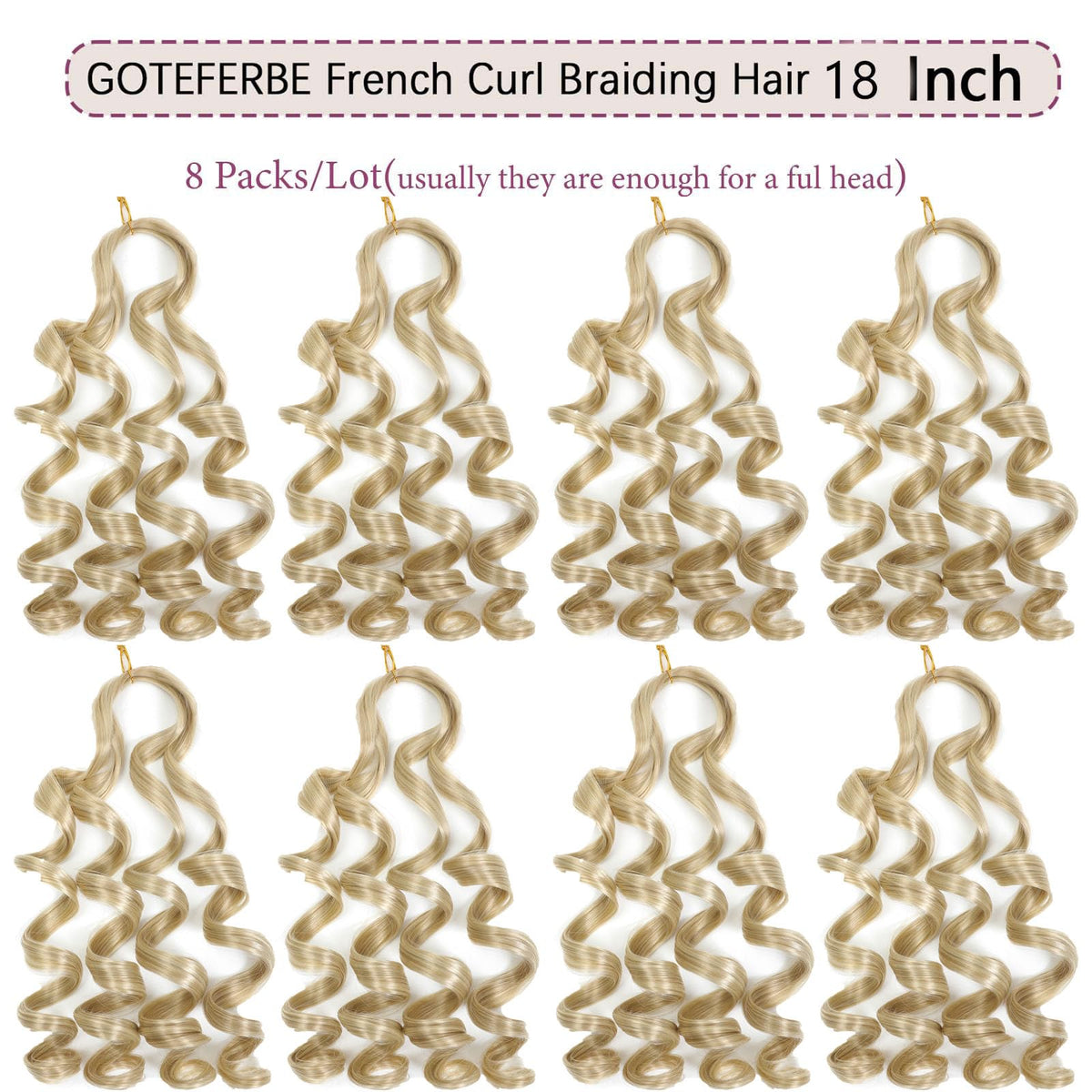 GOTEFERBE French Curl Braiding Hair 8 packs displayed