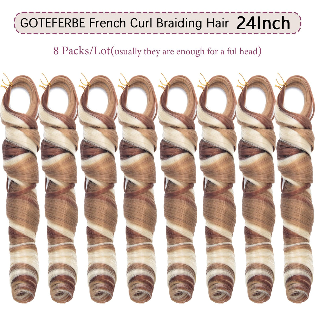 GOTEFERBE French Curl Braiding Hair 8 packs packaging
