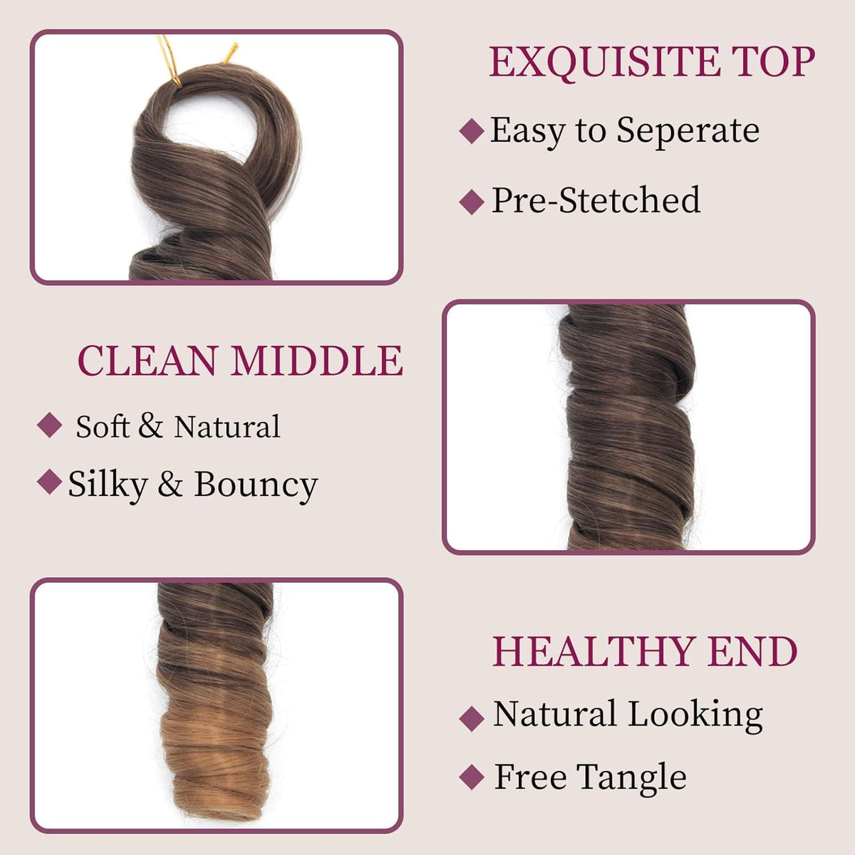 GOTEFERBE French Curl Braiding Hair close-up of curls