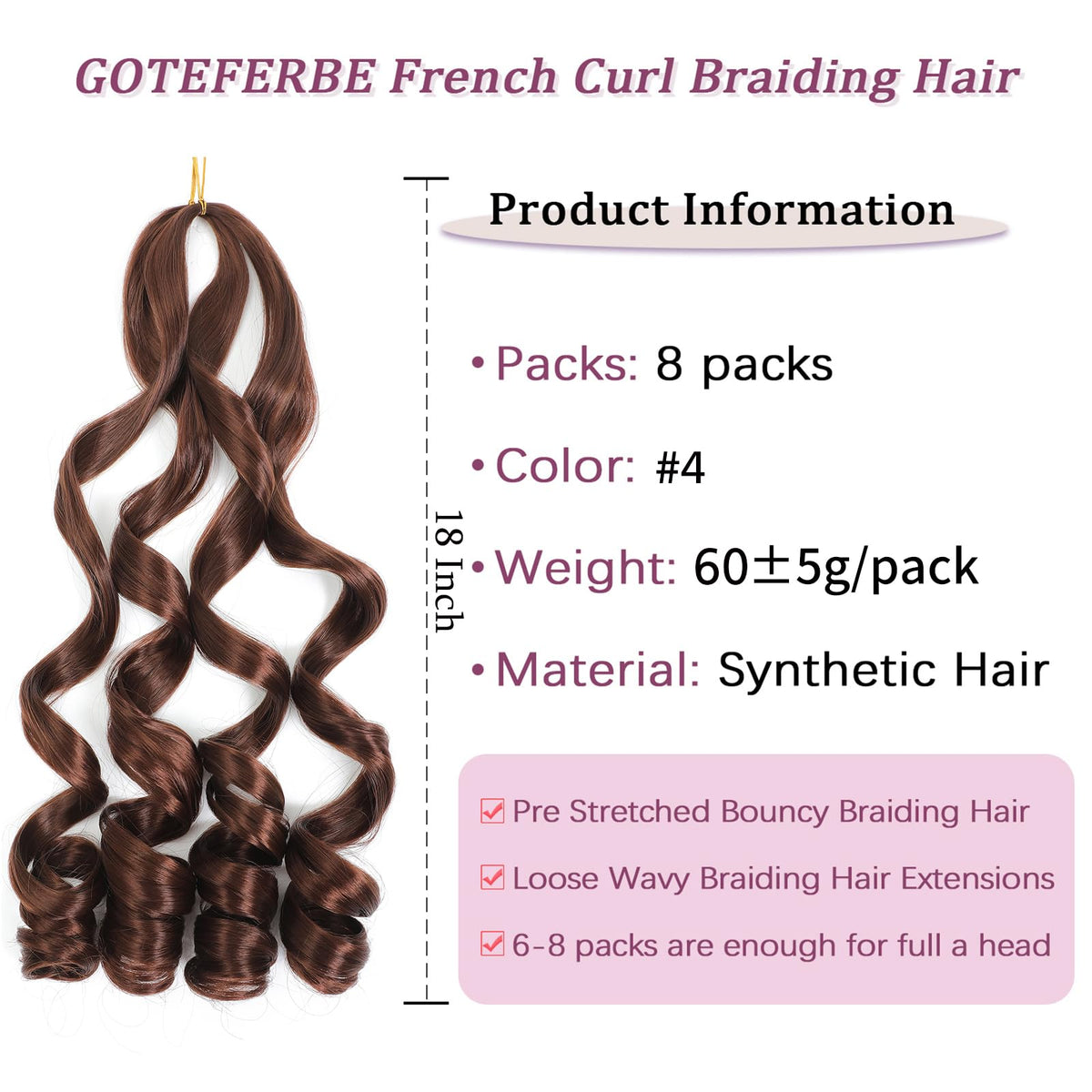 GOTEFERBE French Curl Braiding Hair close-up of texture
