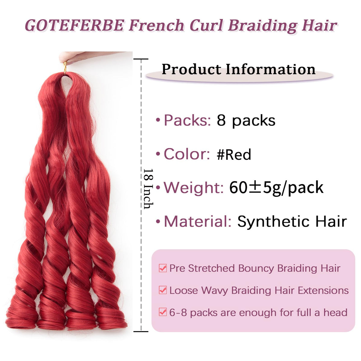 GOTEFERBE French Curl Braiding Hair close-up of texture