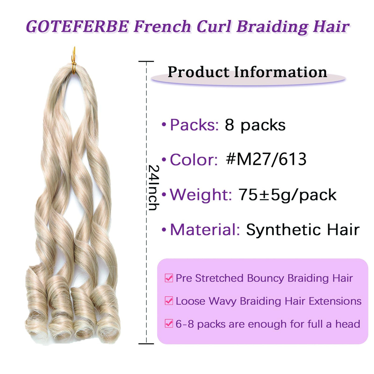 GOTEFERBE French Curl Braiding Hair close-up of texture