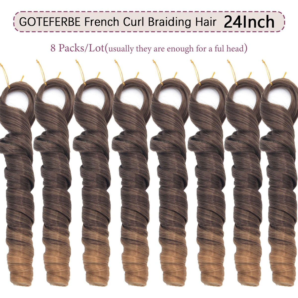 GOTEFERBE French Curl Braiding Hair Extensions 24 Inch T4/27 close-up of curls