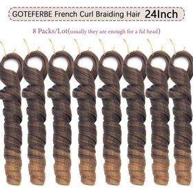 GOTEFERBE French Curl Braiding Hair Extensions 24 Inch T4/27 close-up of curls