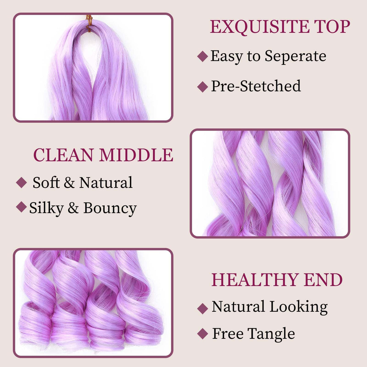 GOTEFERBE French Curl Braiding Hair in natural light